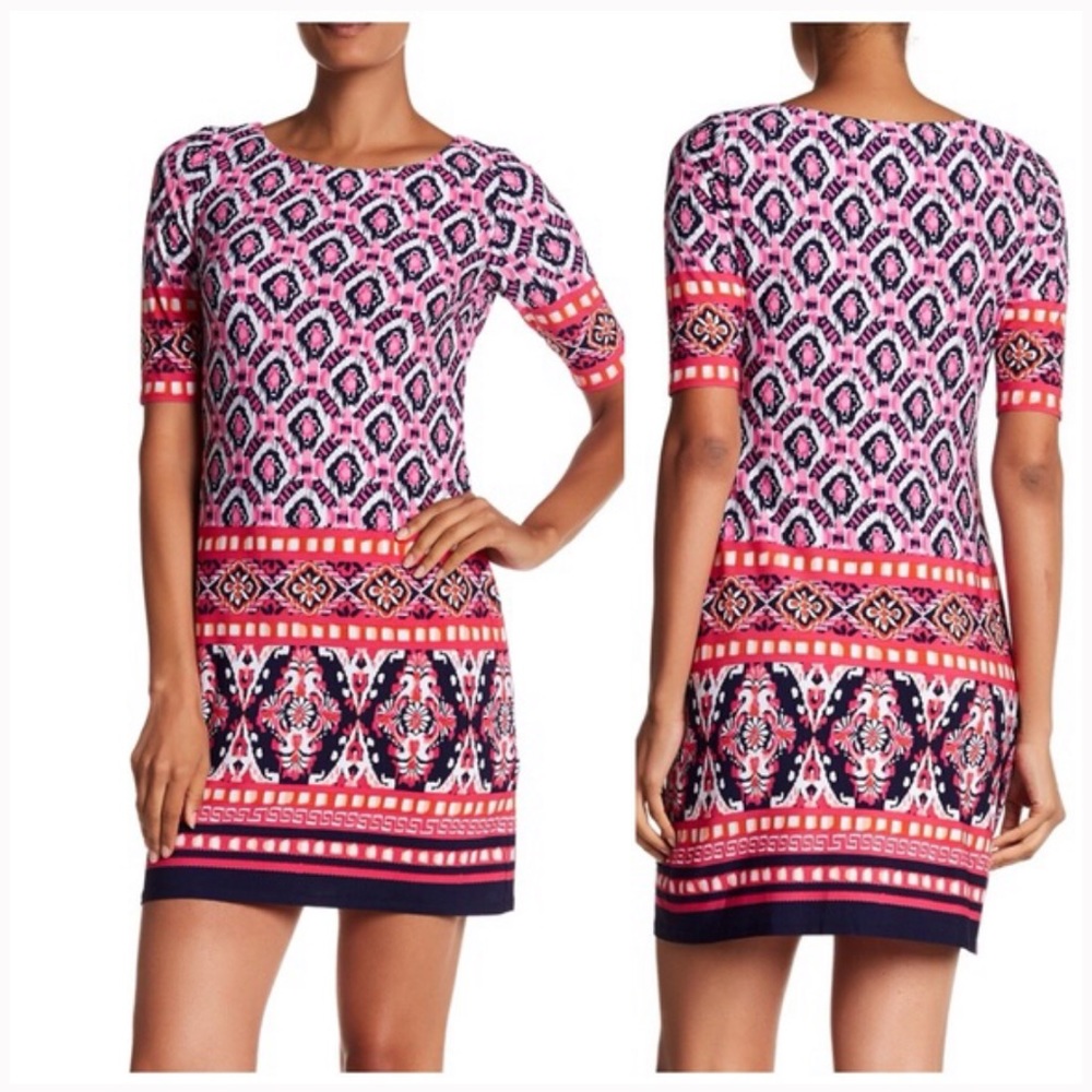 Eliza J Geometric Shift Dress Short Sleeves Size 6